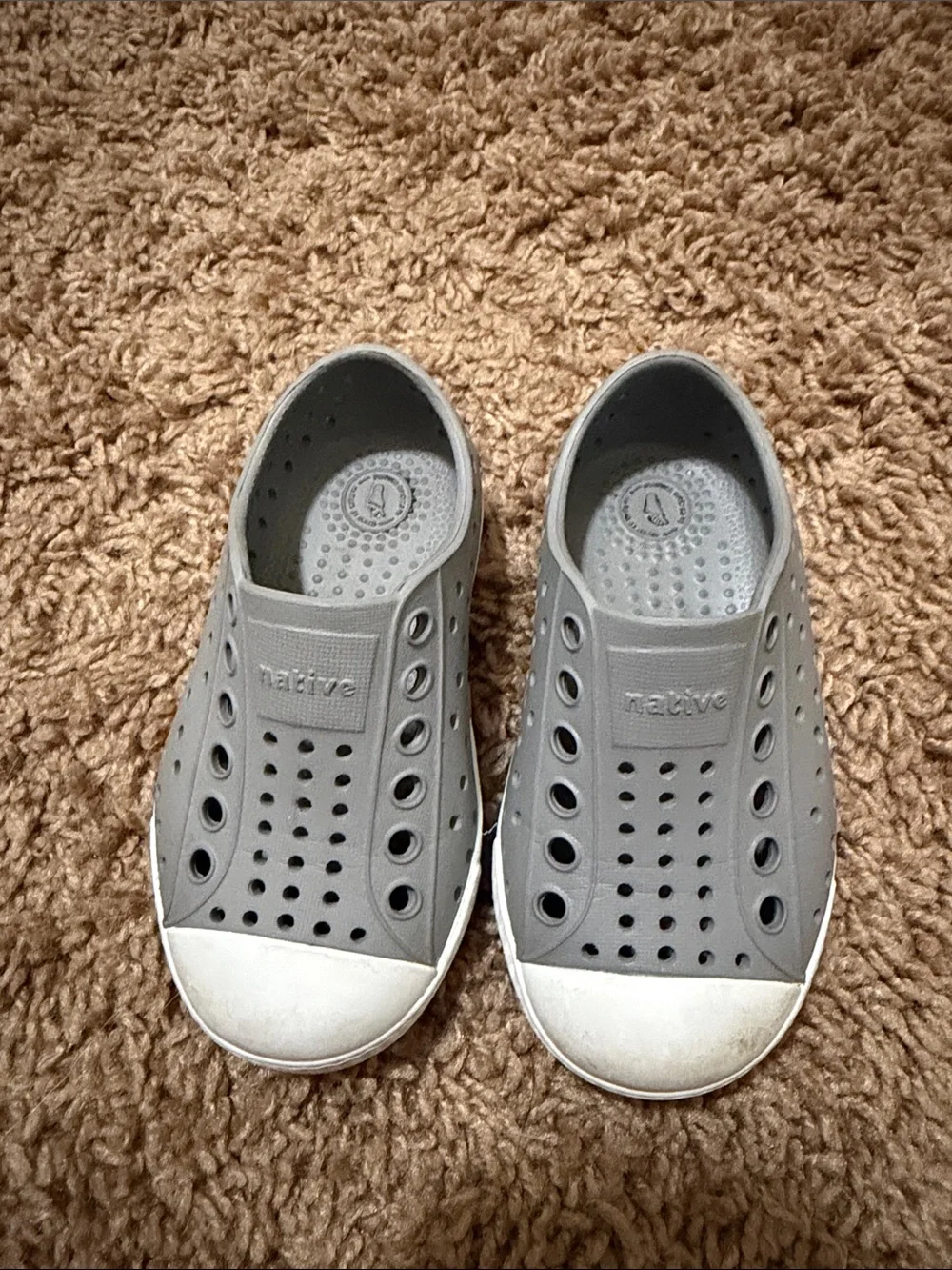Native Kids Water Shoes Slip-On in Gray with White Toecaps